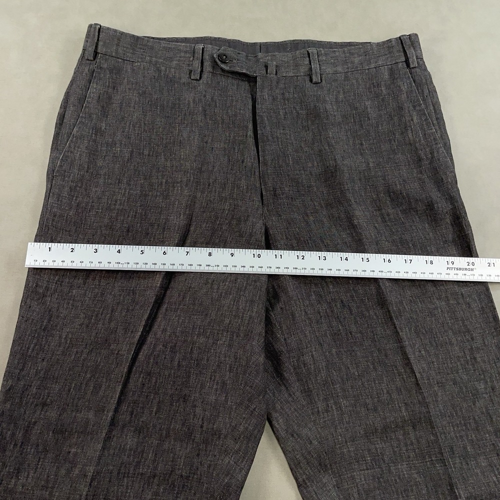 Ermenegildo Zegna Pants Mens 34x32 Gray 100% Linen Straight Leg Dress Business - Picture 11 of 15